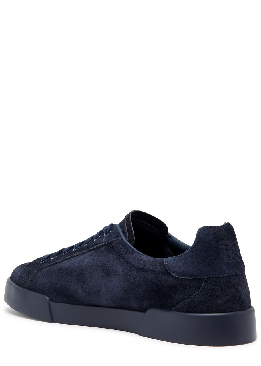 Dolce & Gabbana Portofino Suede Sneakers In Navy