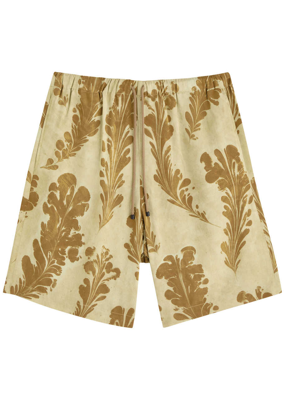 Dries Van Noten Piperi Printed Satin Shorts – Gold – 48 (IT48 / M) Dries Van Noten Piperi Printed Satin Shorts – Gold – 48 (IT48 / M)