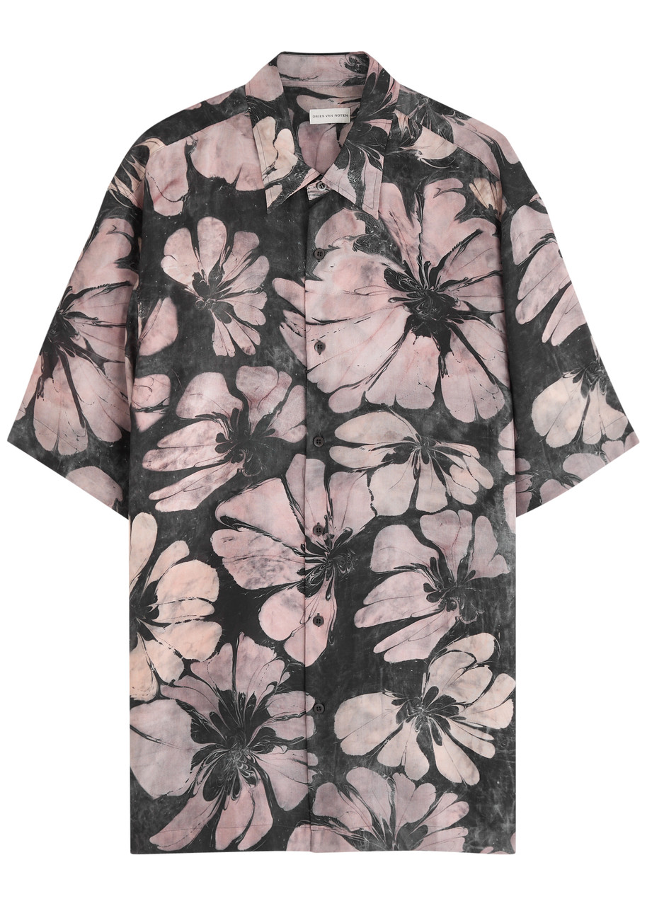 Dries Van Noten Cass Floral Silk Button-up Shirt In Pink