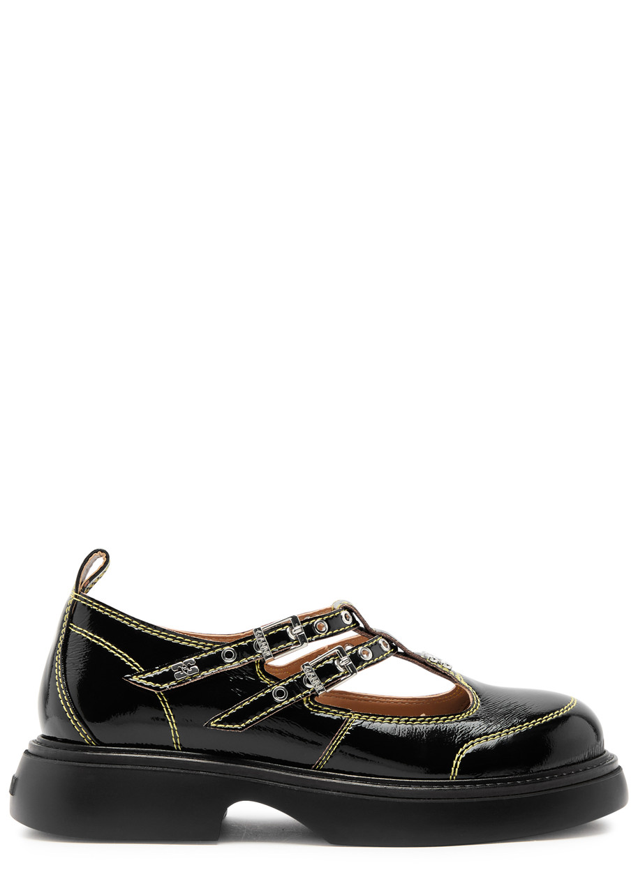 Ganni Mary Jane Patent Black Leather Shoes IT40/UK7 - 40 (IT40/ UK7)