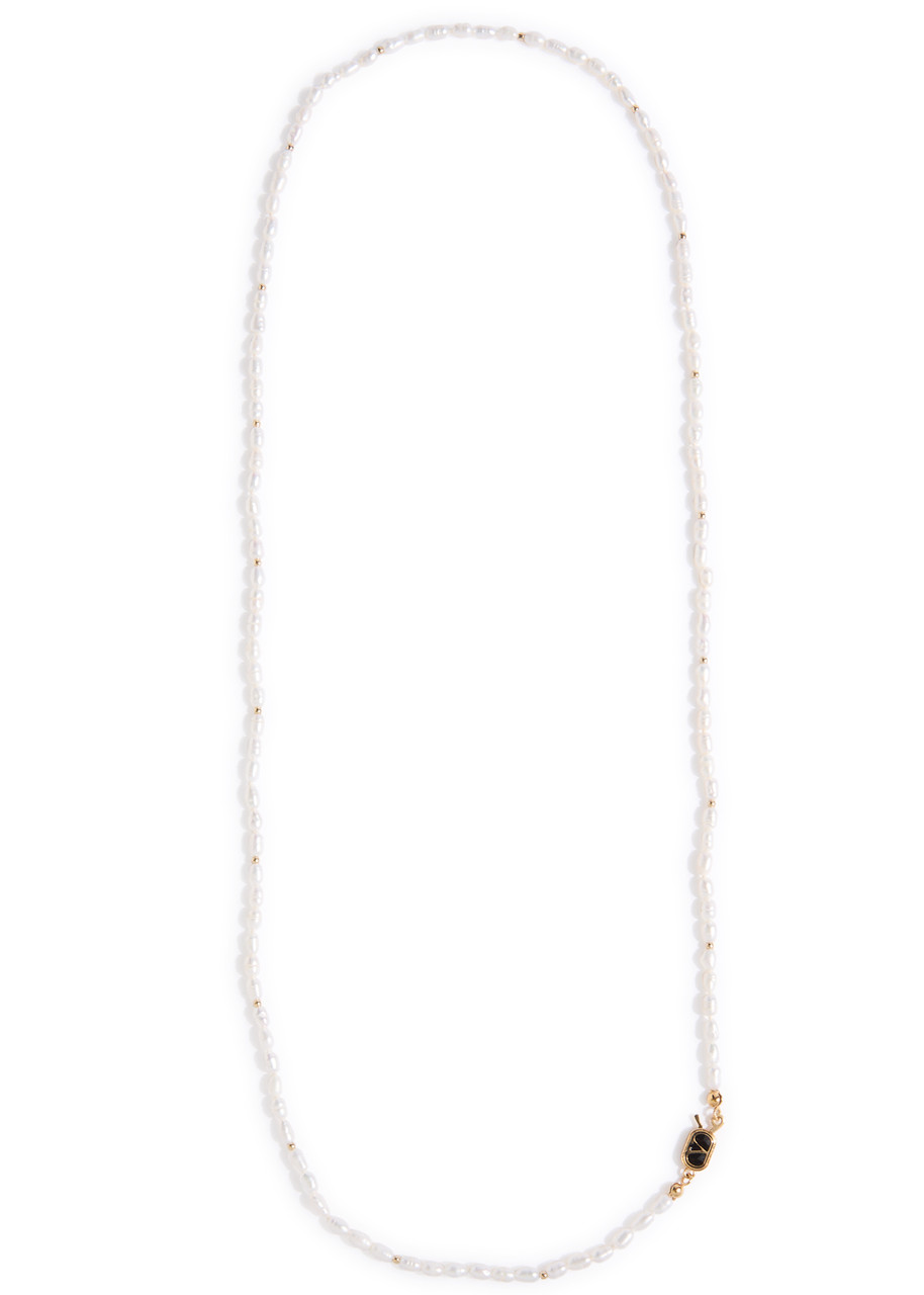 Valentino Garavani Bead-embellished Pearl Necklace In Cream