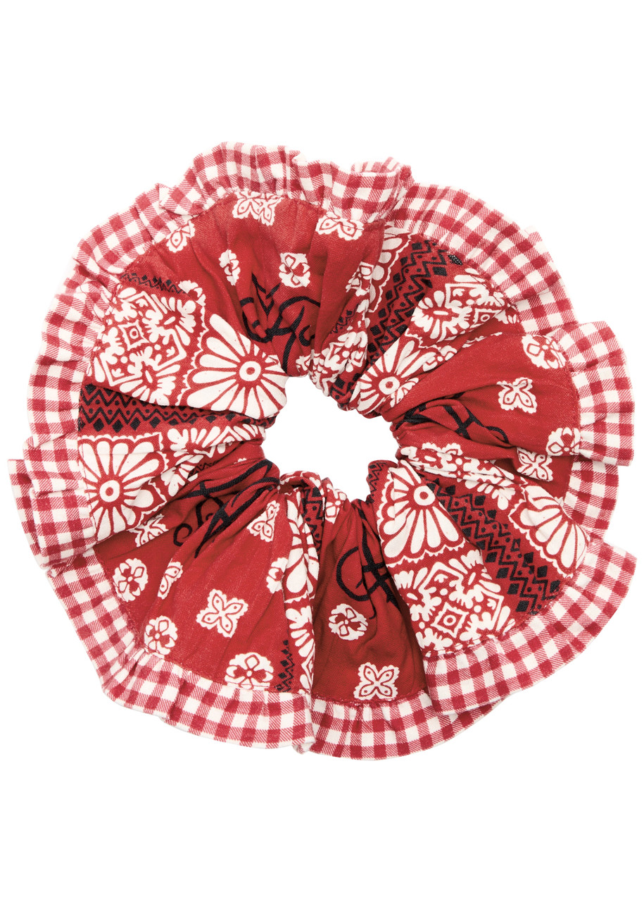 Damson Madder Printed Cotton Scrunchie - Red - One Size