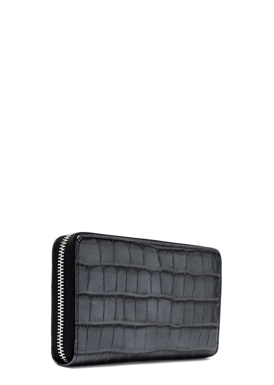 Vivienne Westwood Orb Crocodile-effect Leather Wallet In Anthracite