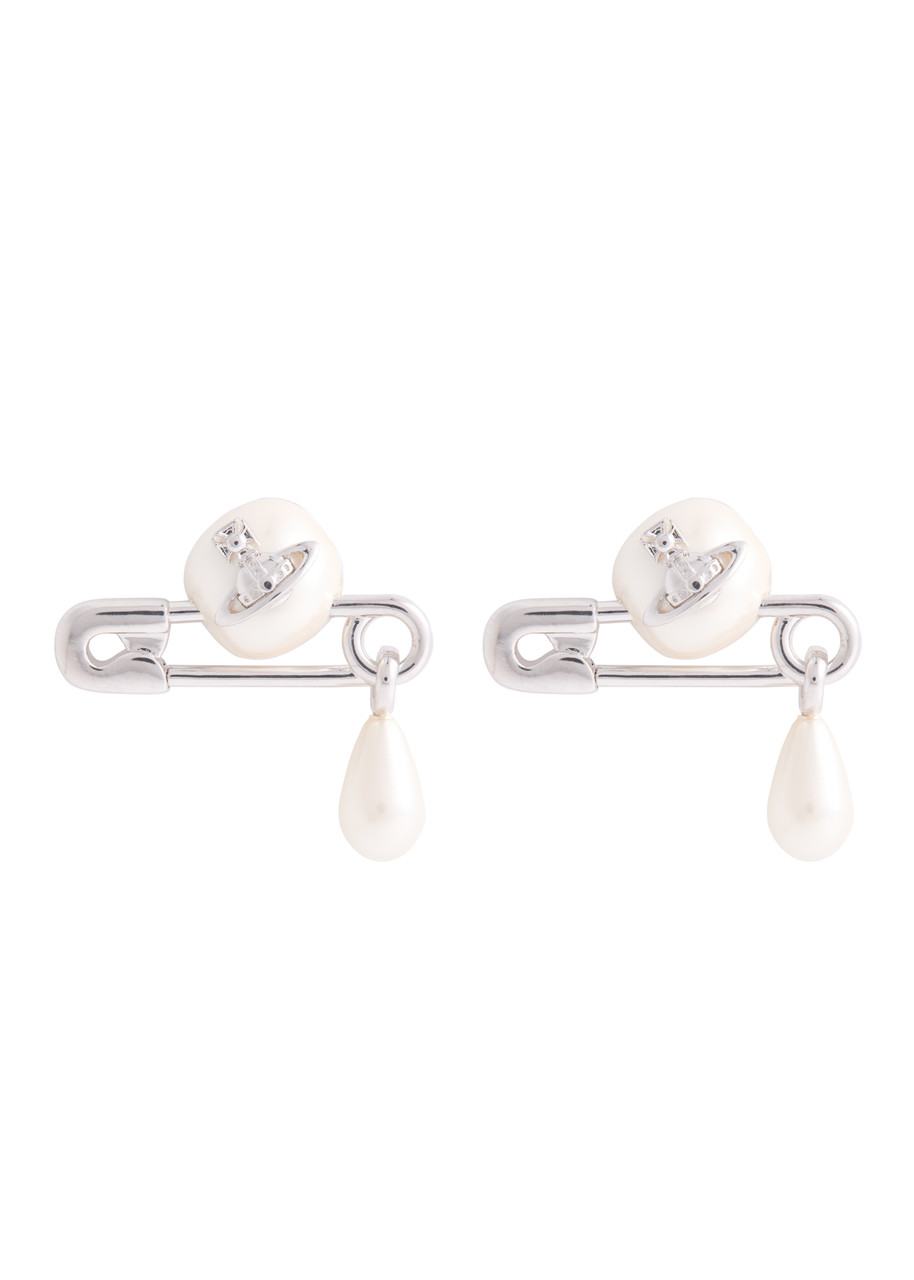 Vivienne Westwood Claude Safety-pin Stud Earrings In Silver