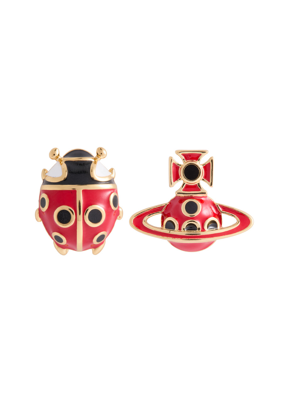 Vivienne Westwood Sylvana Mismatched Stud Earrings In Red