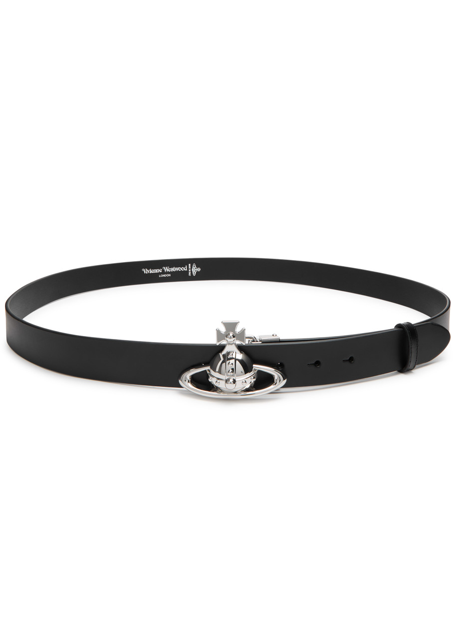 Vivienne Westwood Orb Leather Belt In Black