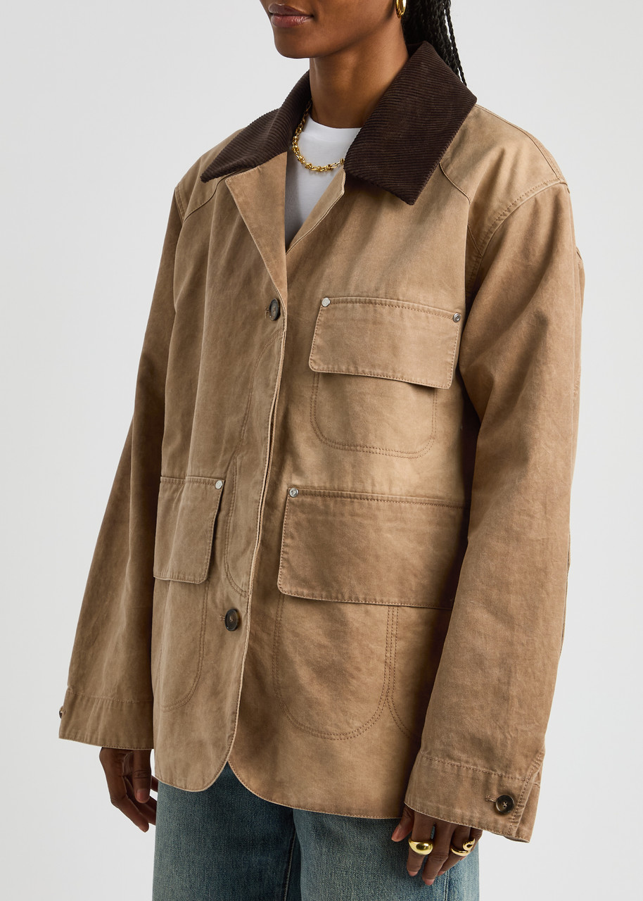 Stella Mccartney Faded Cotton Harrington Jacket In Brown Camel