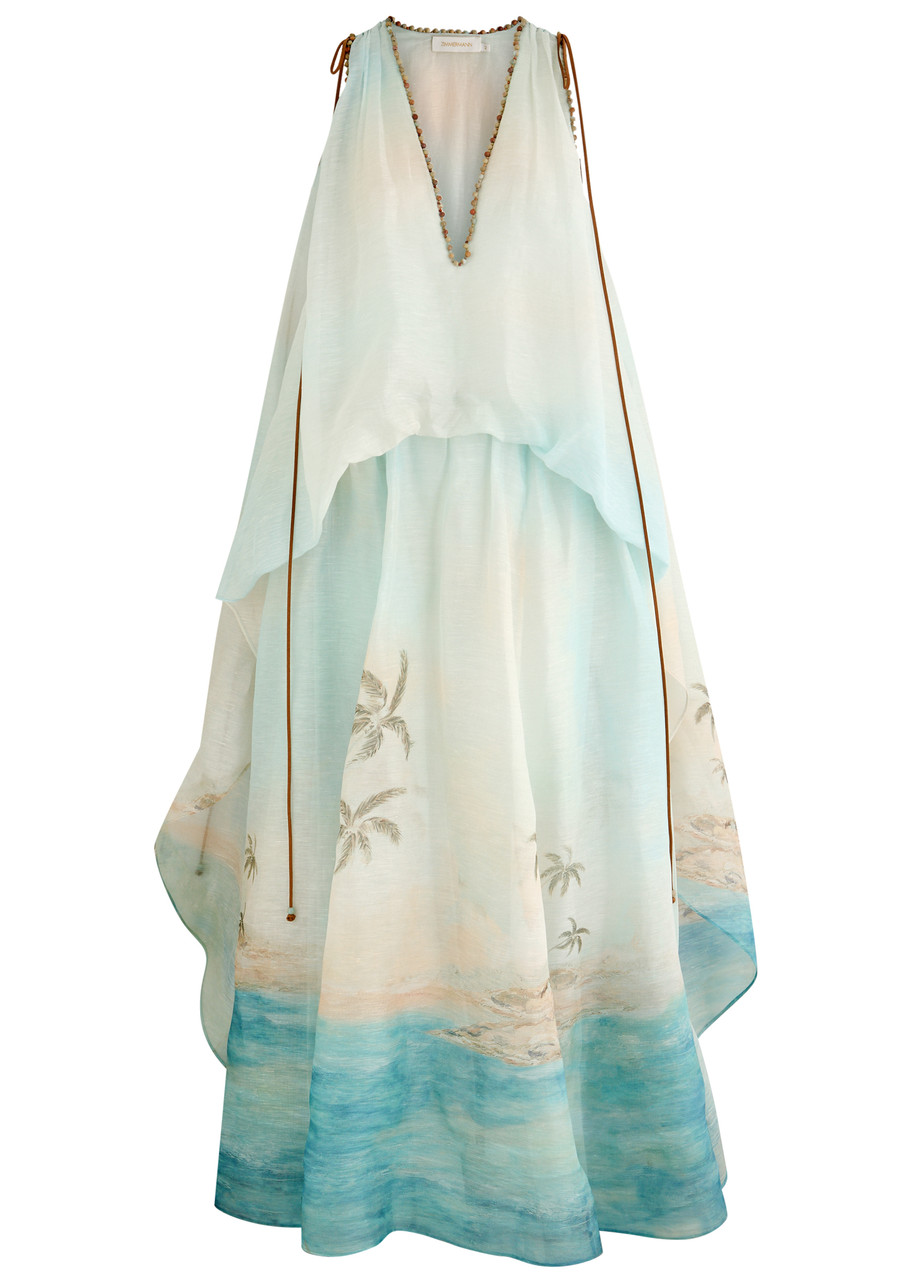Zimmermann Illuminate Printed Linen-blend Maxi Dress - Blue - 2 (UK 12 / M)