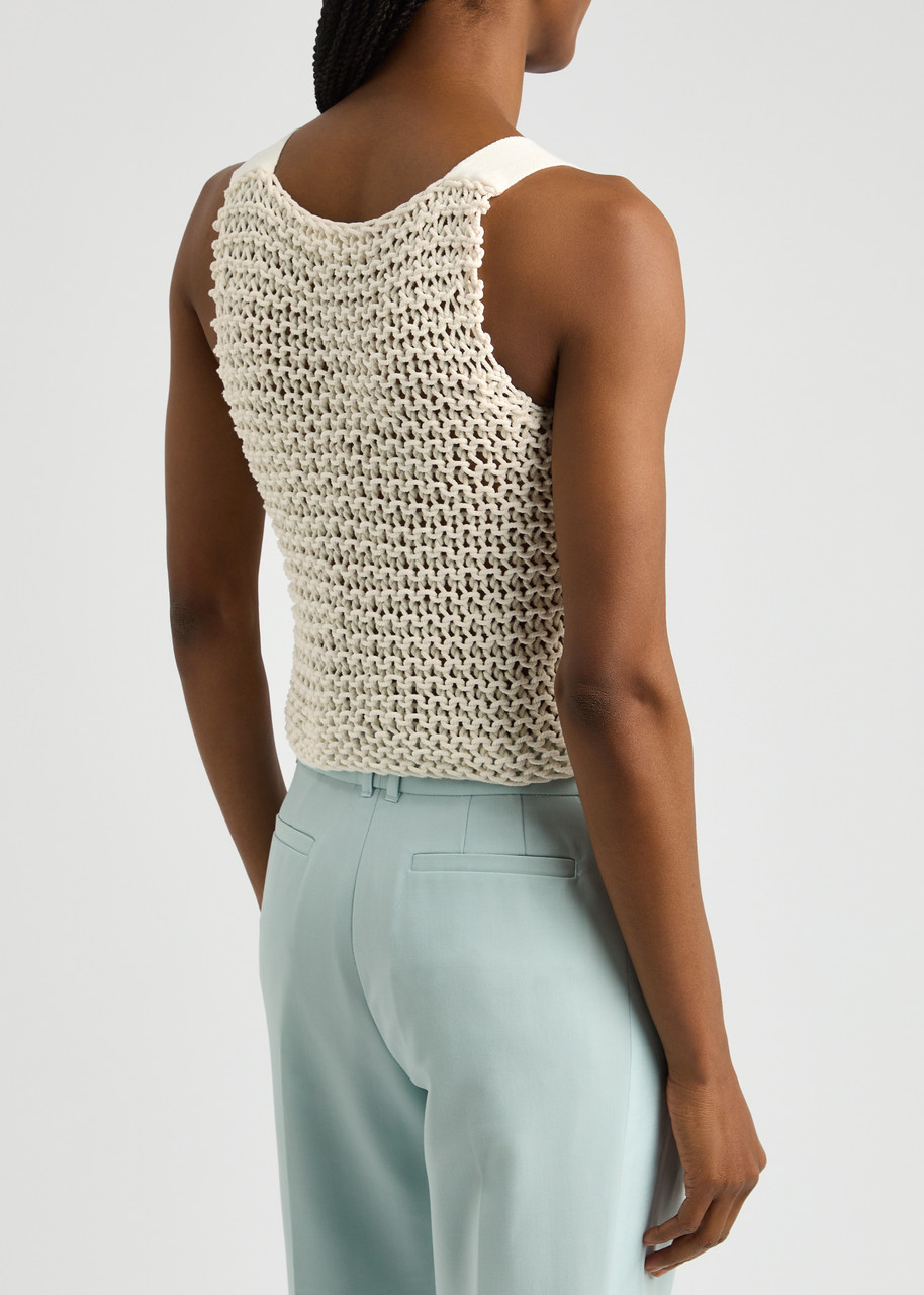  Zimmermann Illuminate Open-knit Cotton Tank - Ivory - 2 (uk 12 / M) 