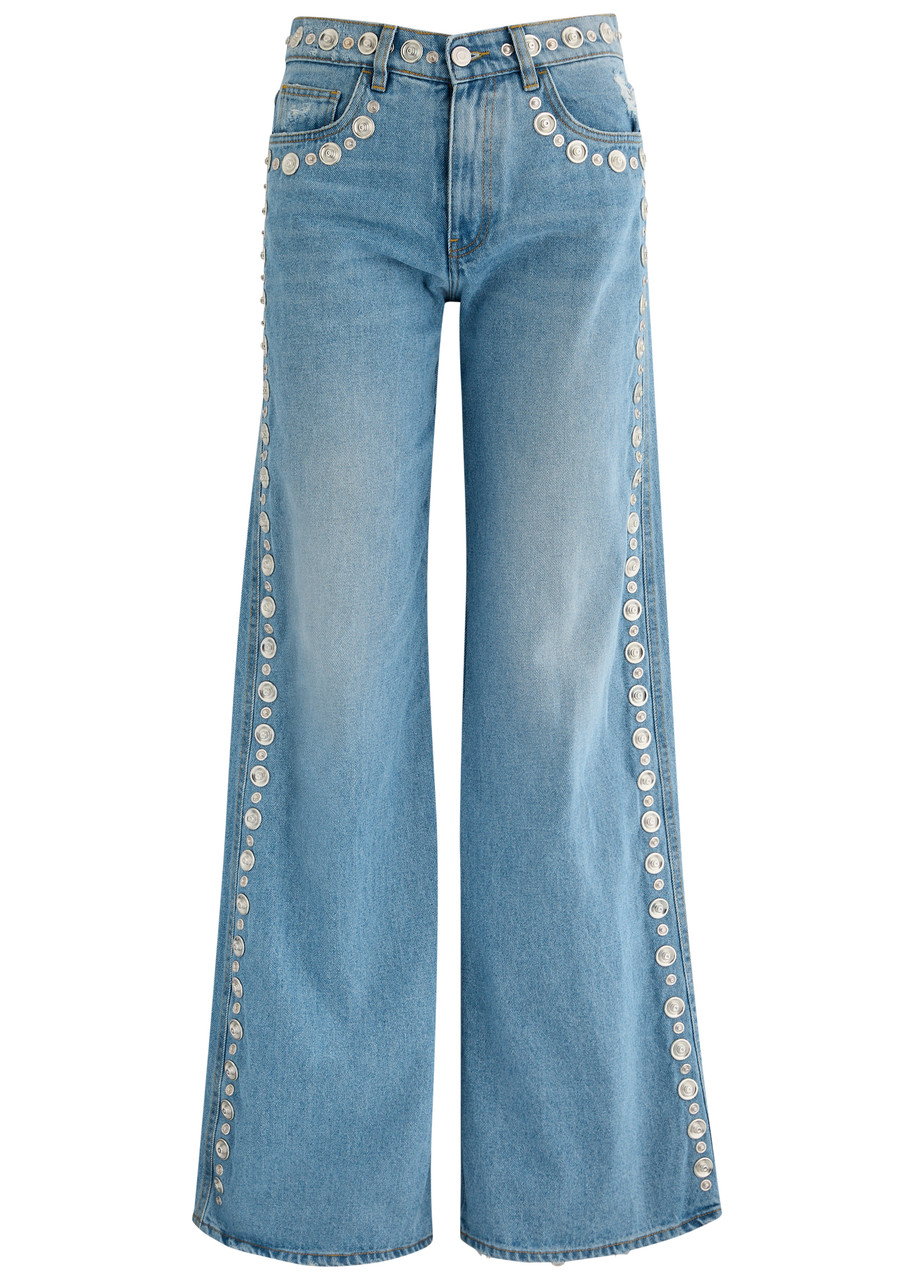 Coperni Studded Wide-leg Jeans - Blue - L (UK14 / L)