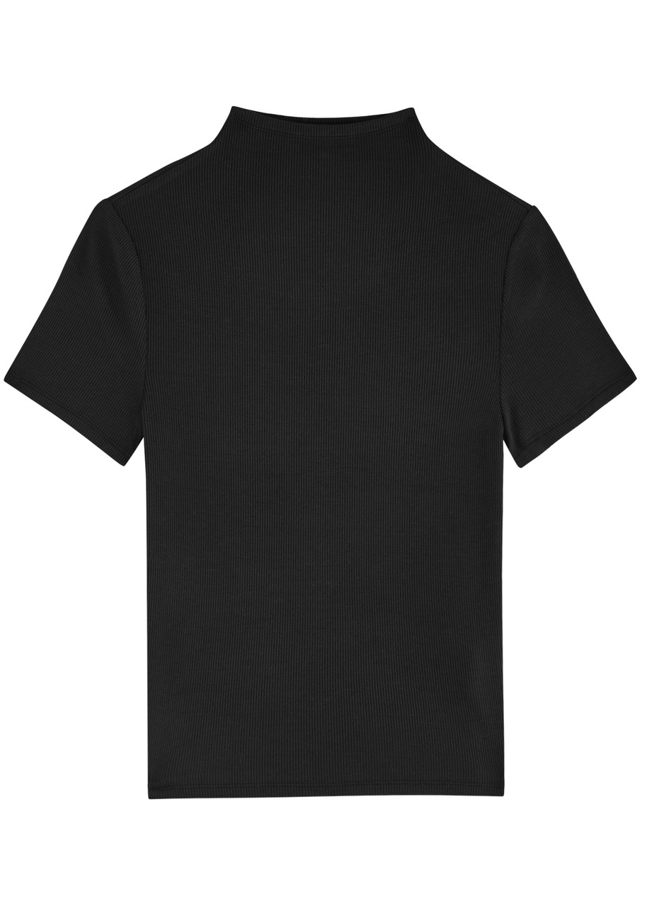 Paige Blanche Ribbed Stretch-jersey T-shirt - Black - M (UK12 / M)