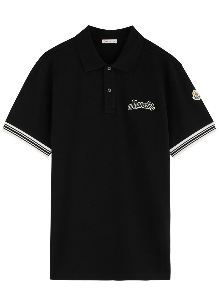 Moncler Logo Black Polo Shirt In Black