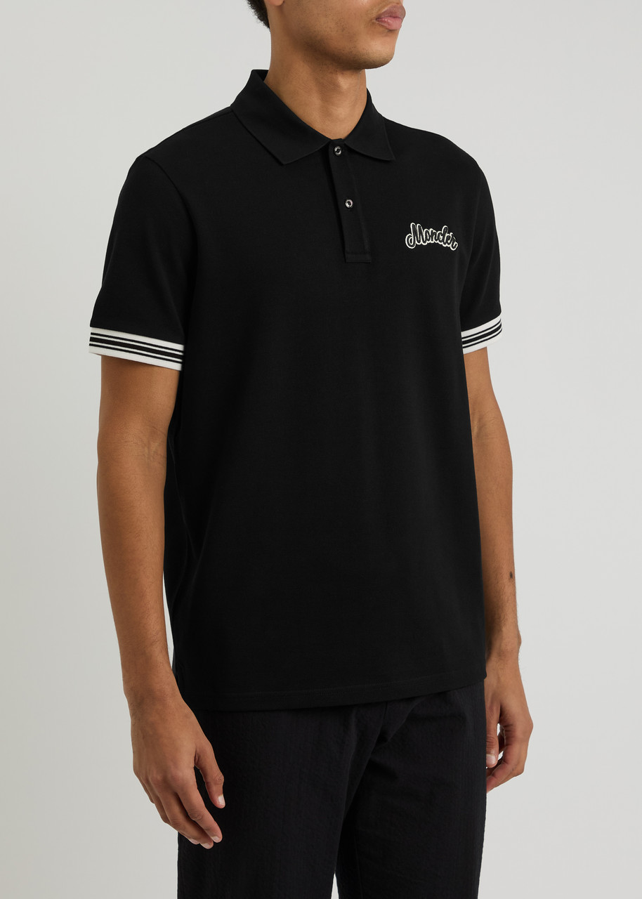 Moncler Logo Black Polo Shirt In Black