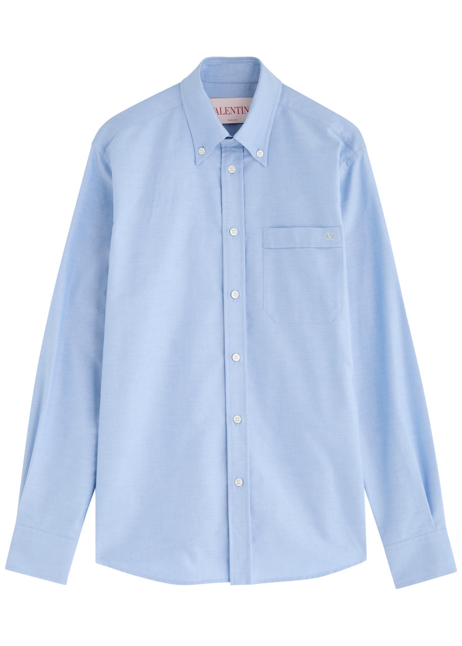 Valentino Camicia Maniche Lunghe Vlogo Signature Shirts Light Blue In Blue
