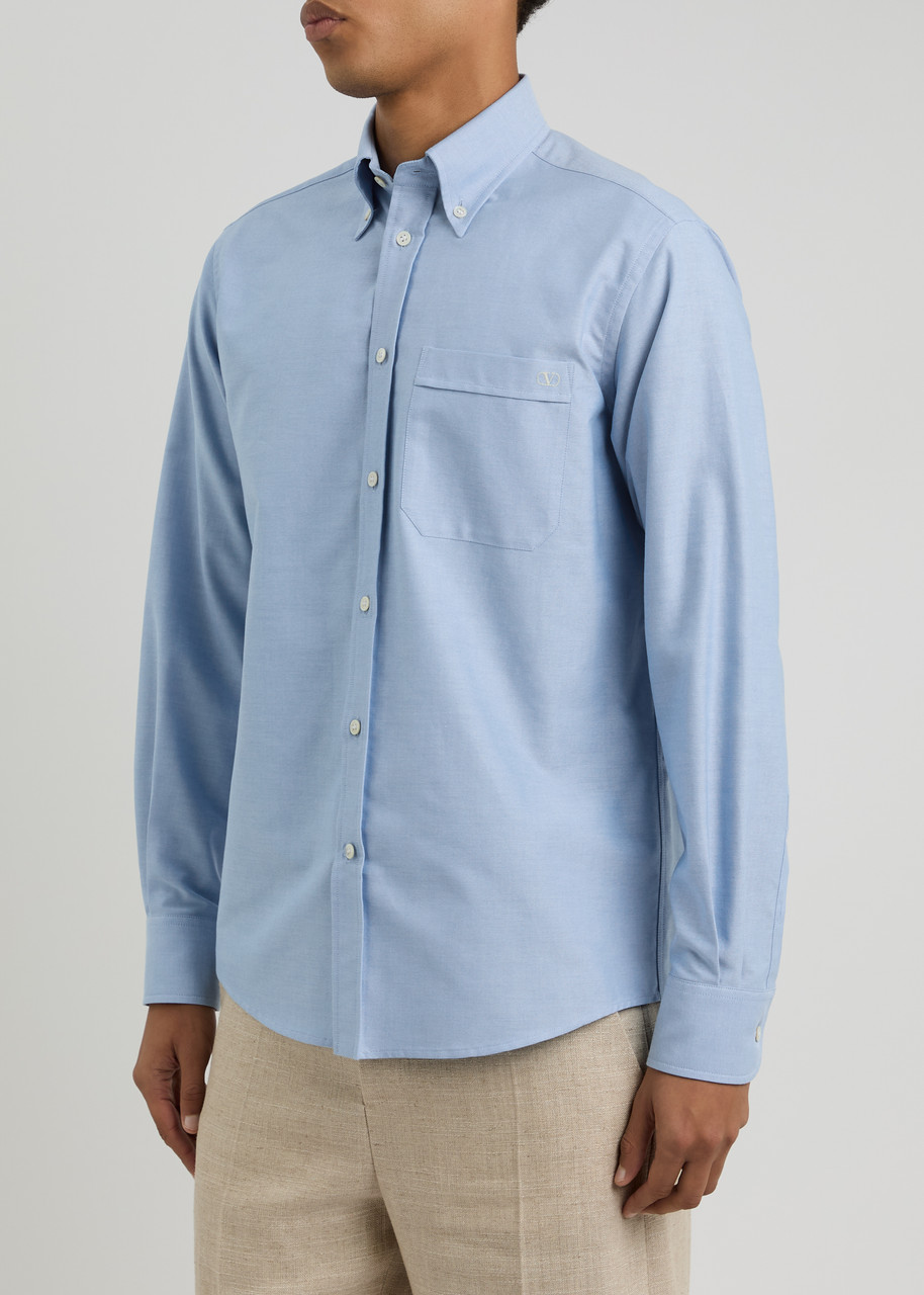 Valentino Camicia Maniche Lunghe Vlogo Signature Shirts Light Blue In Blue
