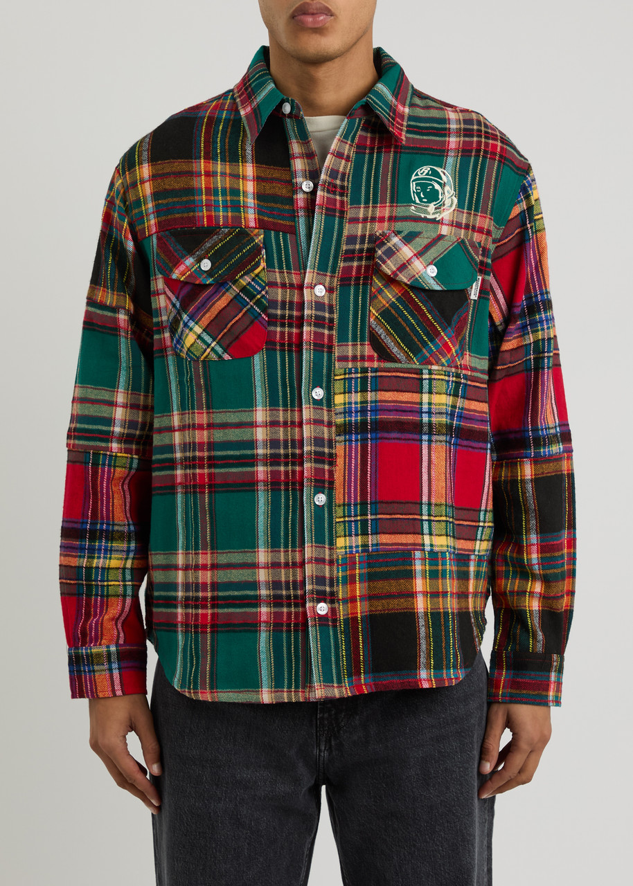 BILLIONAIRE BOYS CLUB BILLIONAIRE BOYS CLUB PLAID LOGO-EMBROIDERED FLANNEL SHIRT