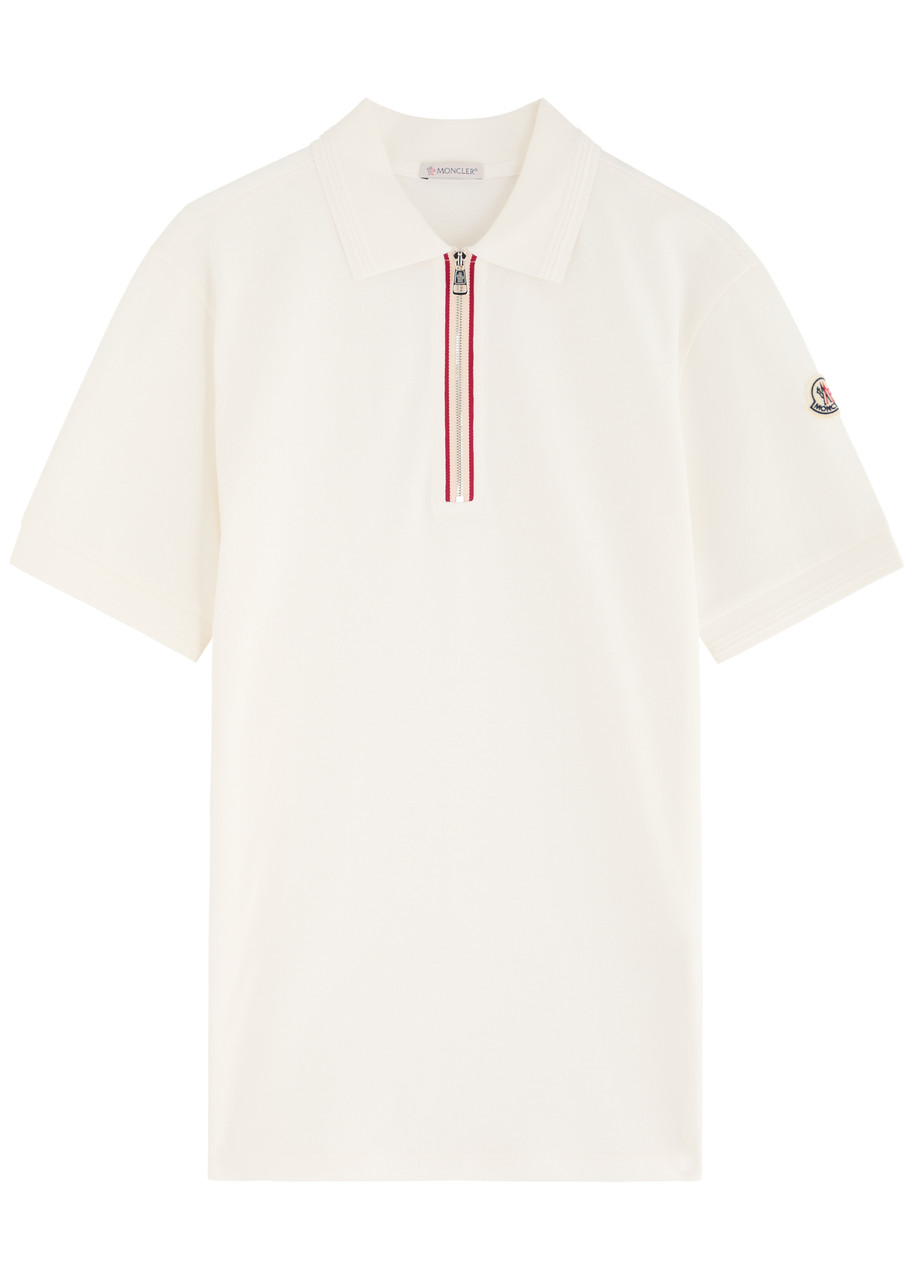 Moncler Half-zip Piqué Cotton Shirt In White