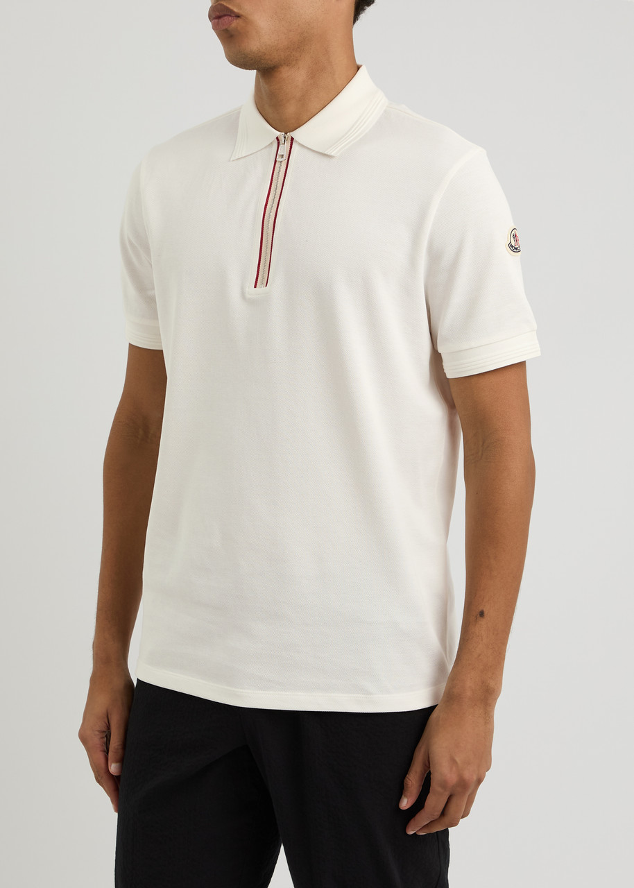 Moncler Half-zip Piqué Cotton Shirt In White