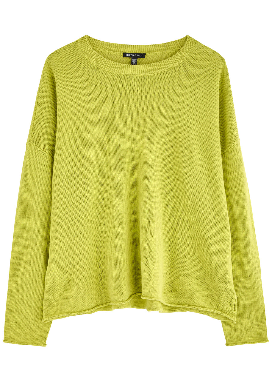 Eileen Fisher Linen-blend Jumper In Green