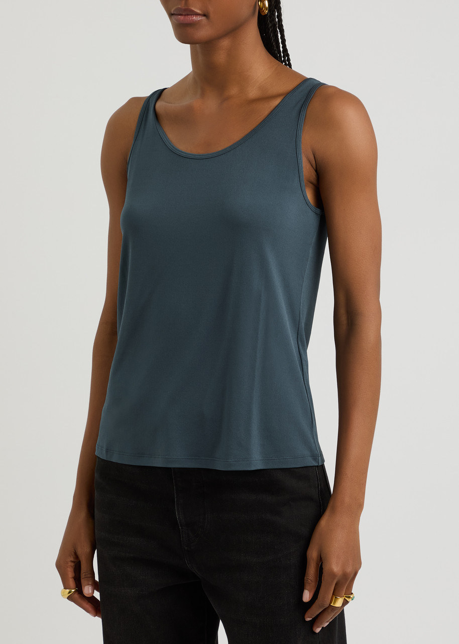 Eileen Fisher Silk-jersey Tank In Blue