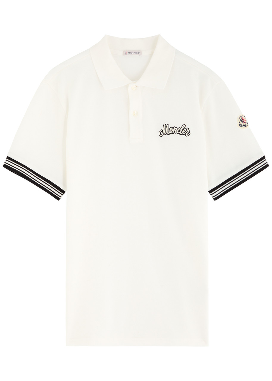 Moncler Cotton Piquet Polo With Logo In White