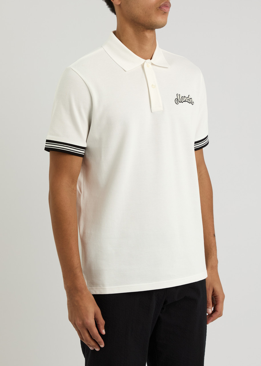 Moncler Cotton Piquet Polo With Logo In White