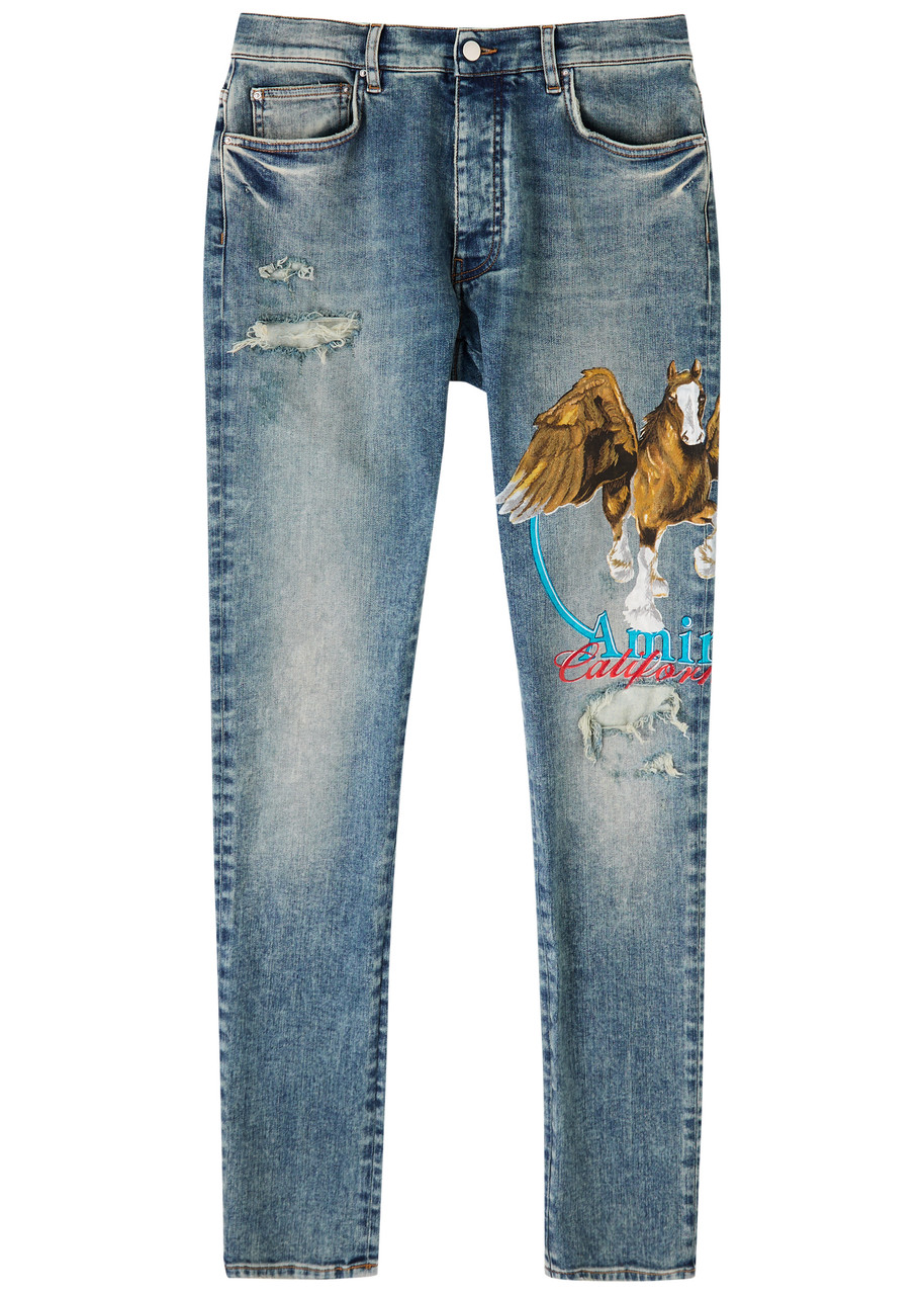 Amiri Pegasus Distressed Skinny Jeans - Indigo - 36 (W36 / XL)