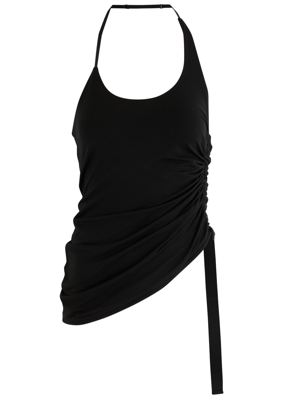 Helmut Lang Wind Ruched Jersey top - Black - L (UK14 / L)