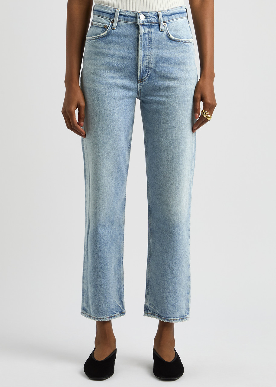 Agolde 90s Pinch Waist Straight-leg High-rise Organic Denim Jeans In Blue