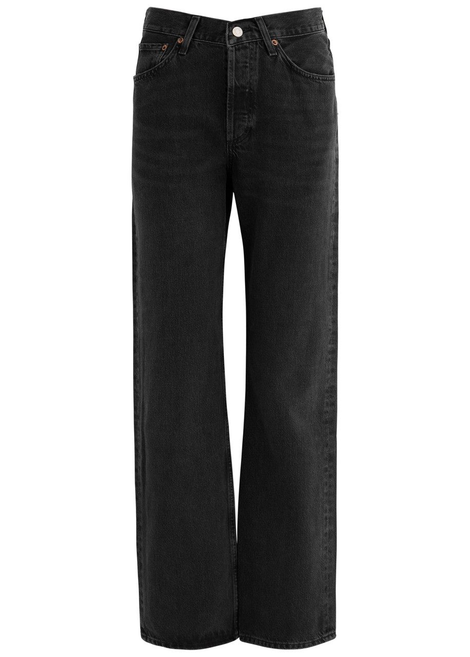 Agolde Dame High Waist Wide Leg Organic Cotton Jeans In Black