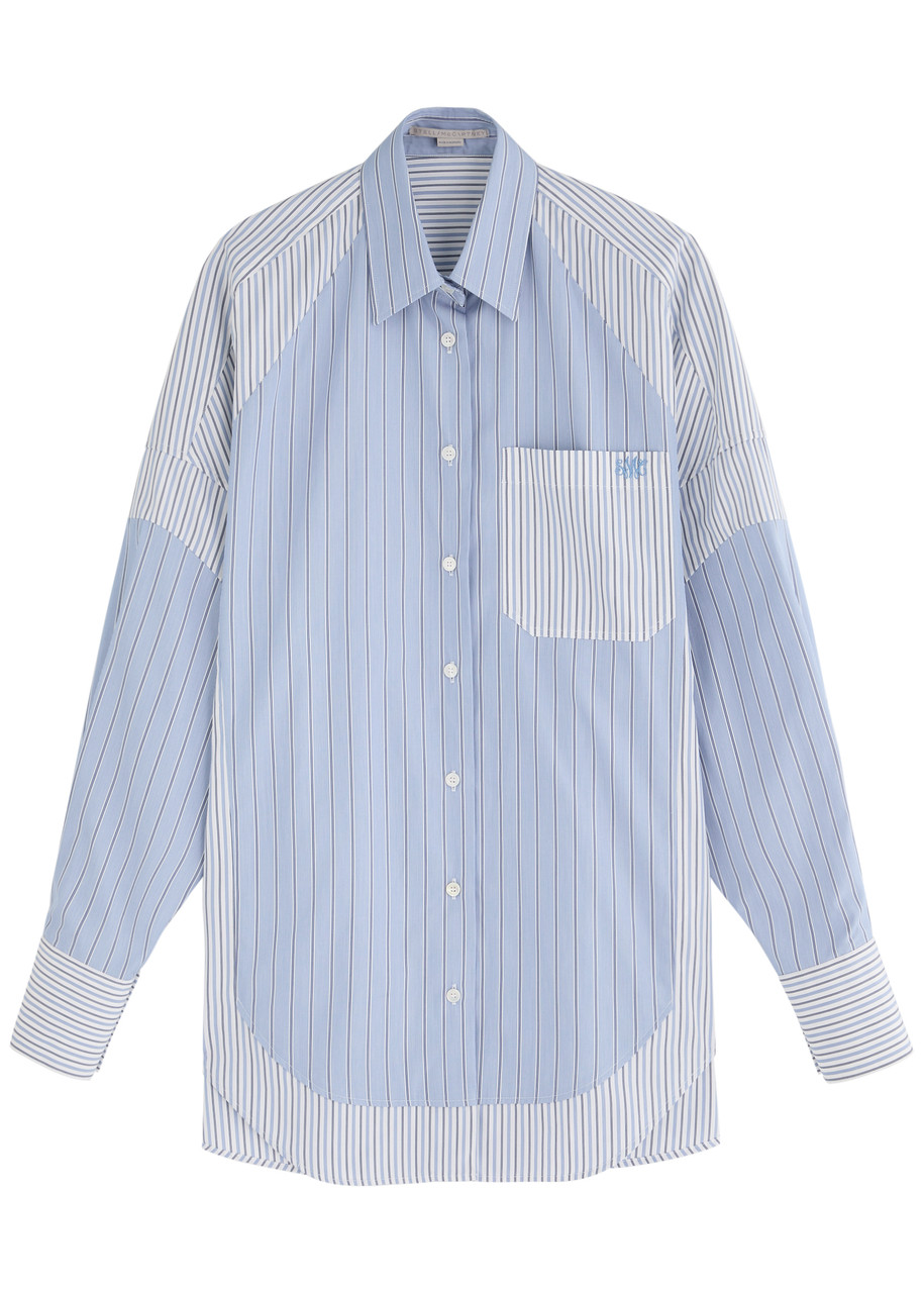 Stella Mccartney Panelled Striped Cotton-poplin Shirt - Multicoloured 1