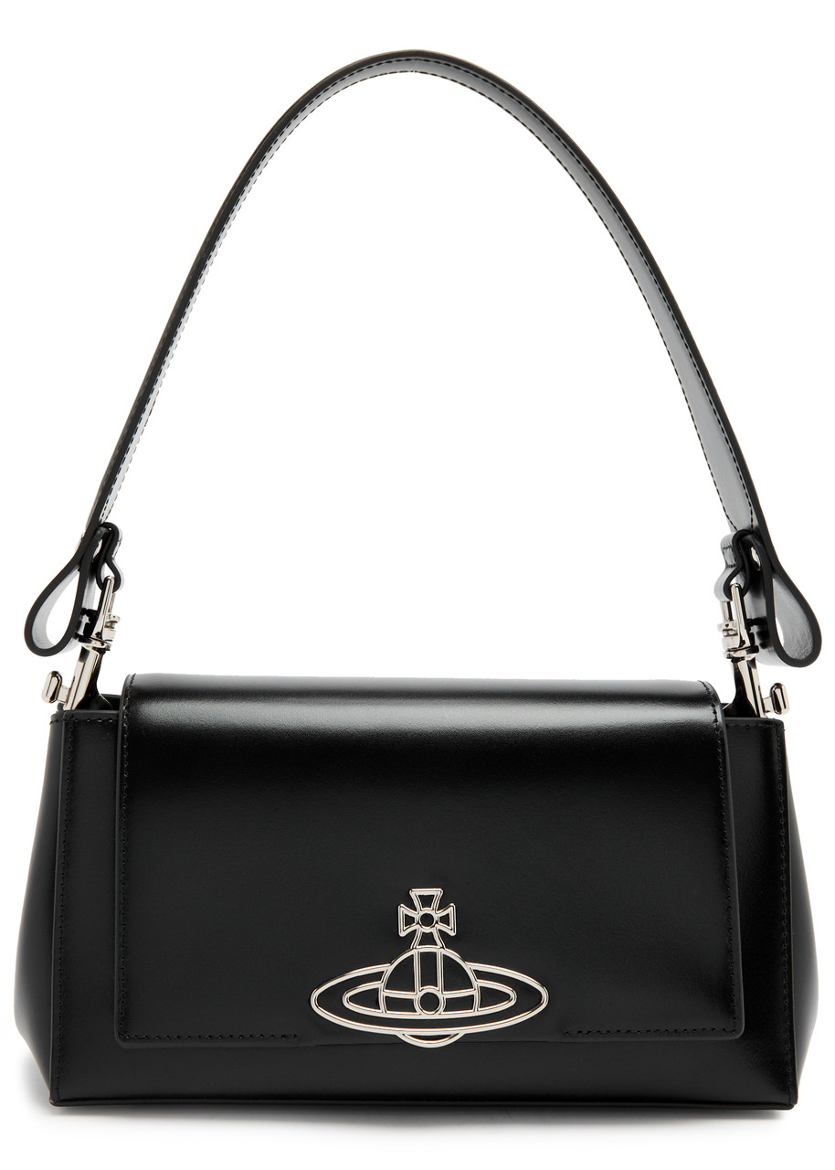 Vivienne Westwood Hazel Medium Glossed Leather Shoulder Bag In Black