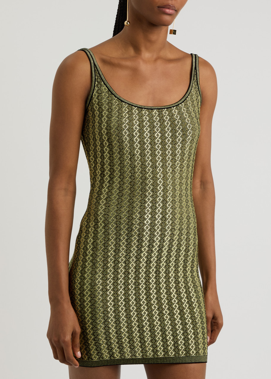 Jacquemus La Robe Marino Patterned Knitted Mini Dress In Black