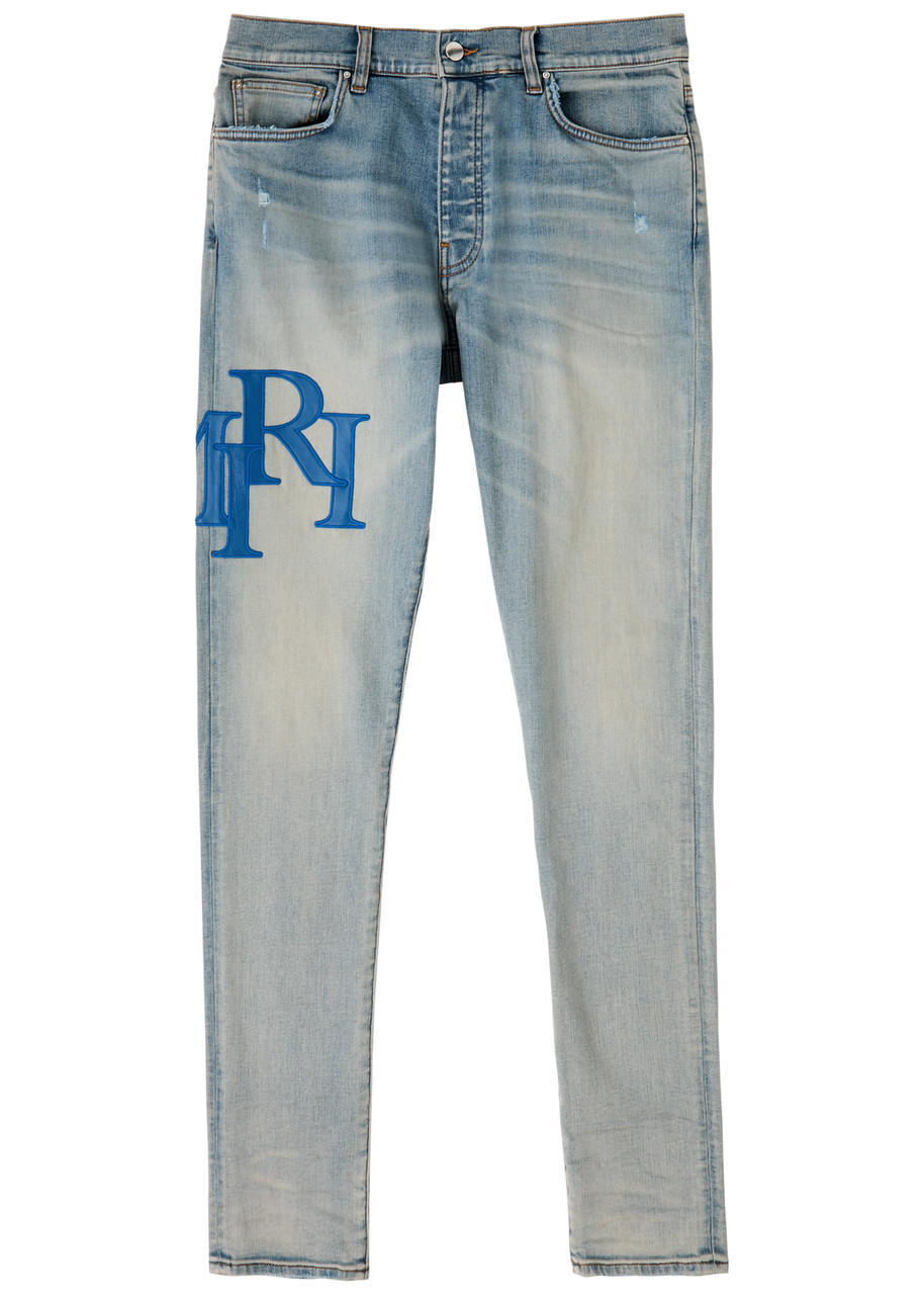 Amiri Staggered Logo Skinny Jeans - Indigo - 36 (W36 / XL)