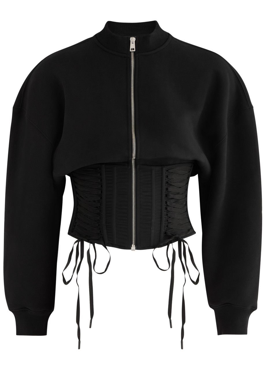 Mugler Corset Cotton Sweatshirt - Black - L (UK14 / L)