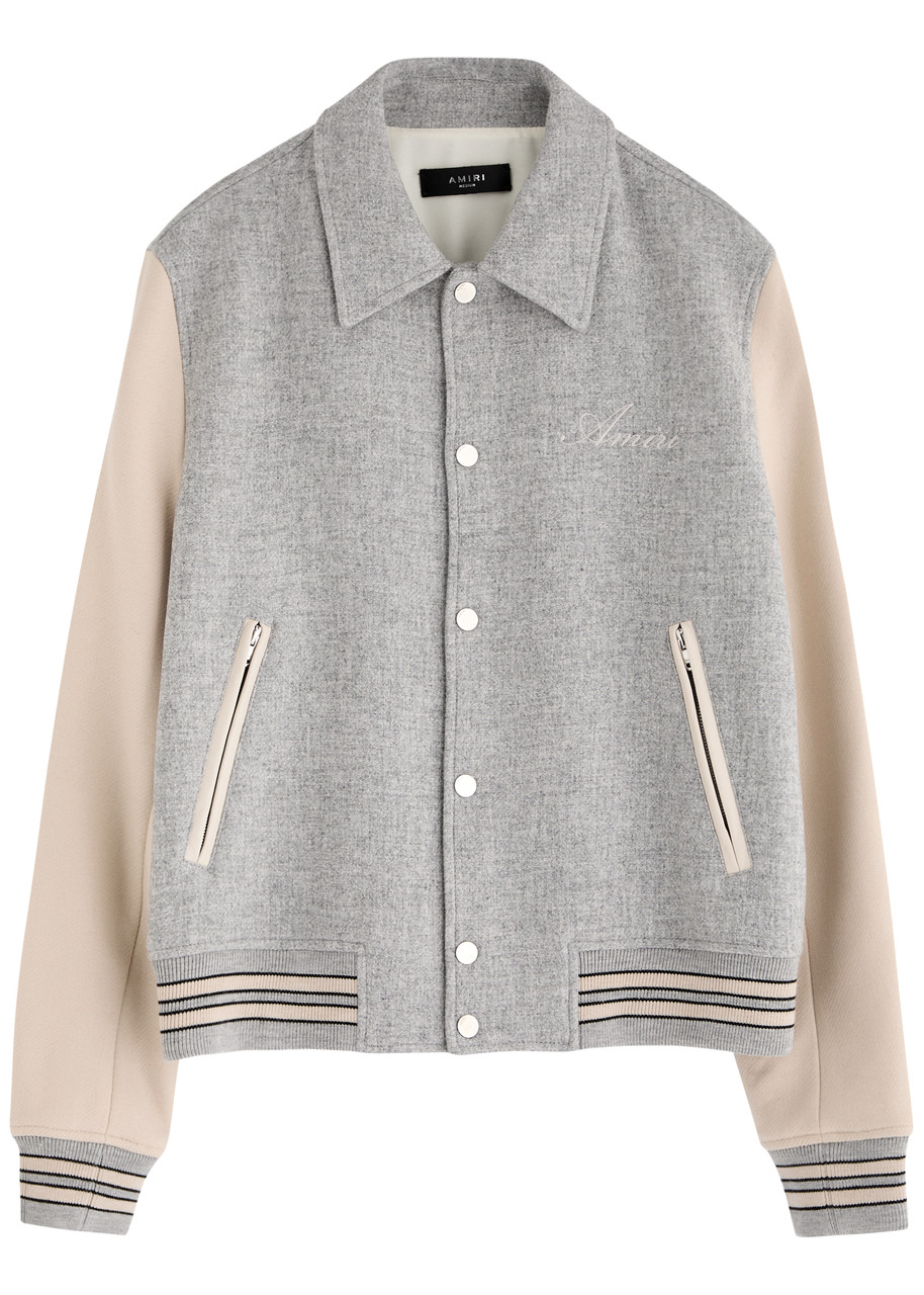 Amiri Bones Wool-blend Varsity Jacket - Grey - M