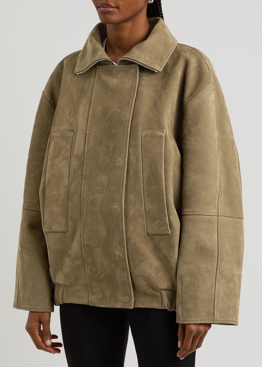 Jacquemus Le Blouson Ciro Cuir Nubuck Jacket In Khaki