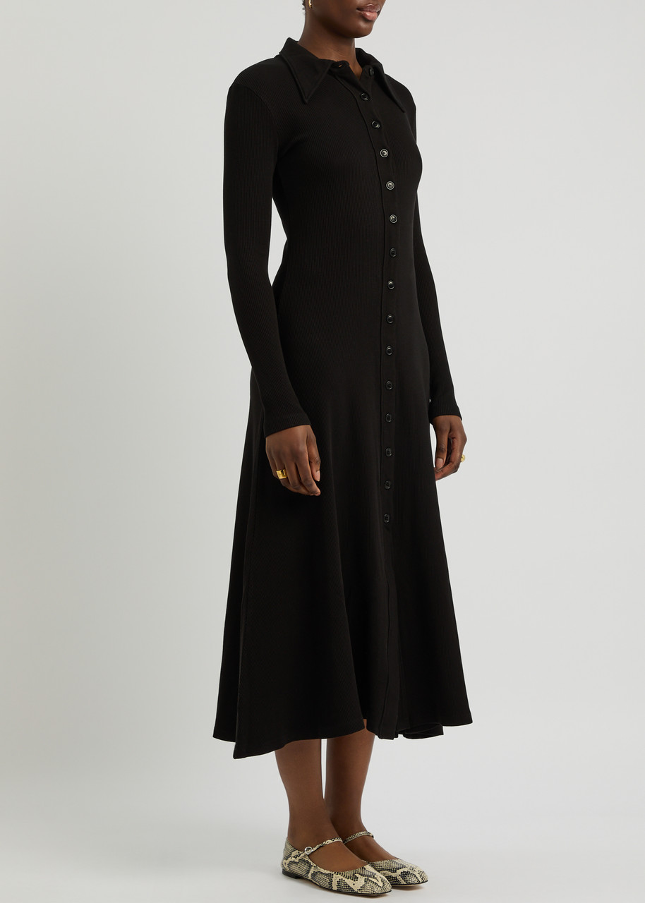 Citizen Of Humanity Citizens Of Humanity Gila Ribbed Stretch-jersey Midi Dress In Black