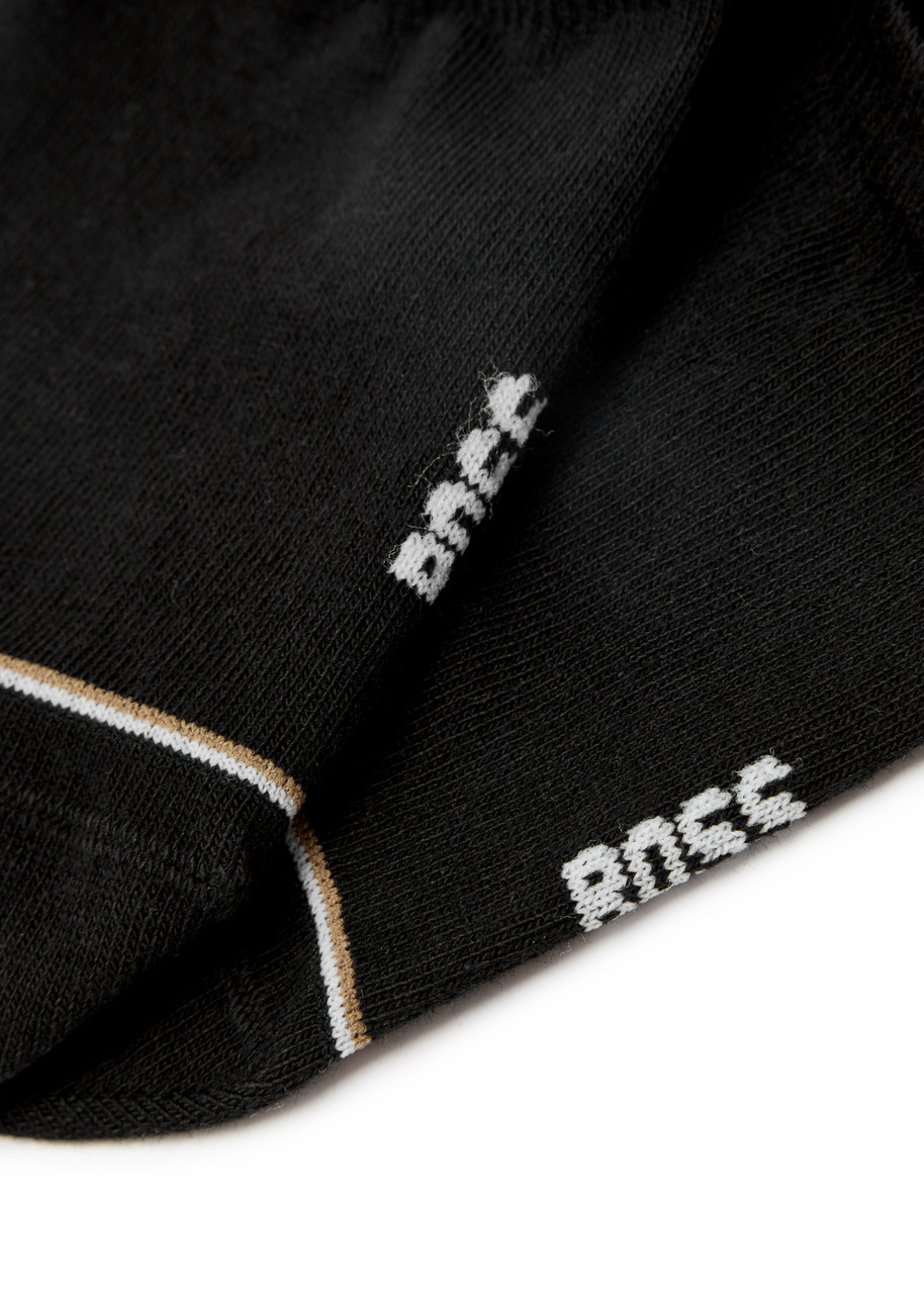 Hugo Boss Mens Iconic Intarsia-logo Pack Of Two Cotton-blend Knit Socks Black In Black