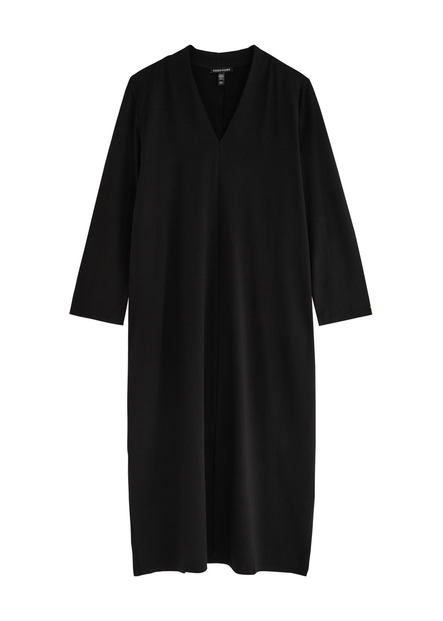 Eileen Fisher Stretch-jersey Midi Dress In Black