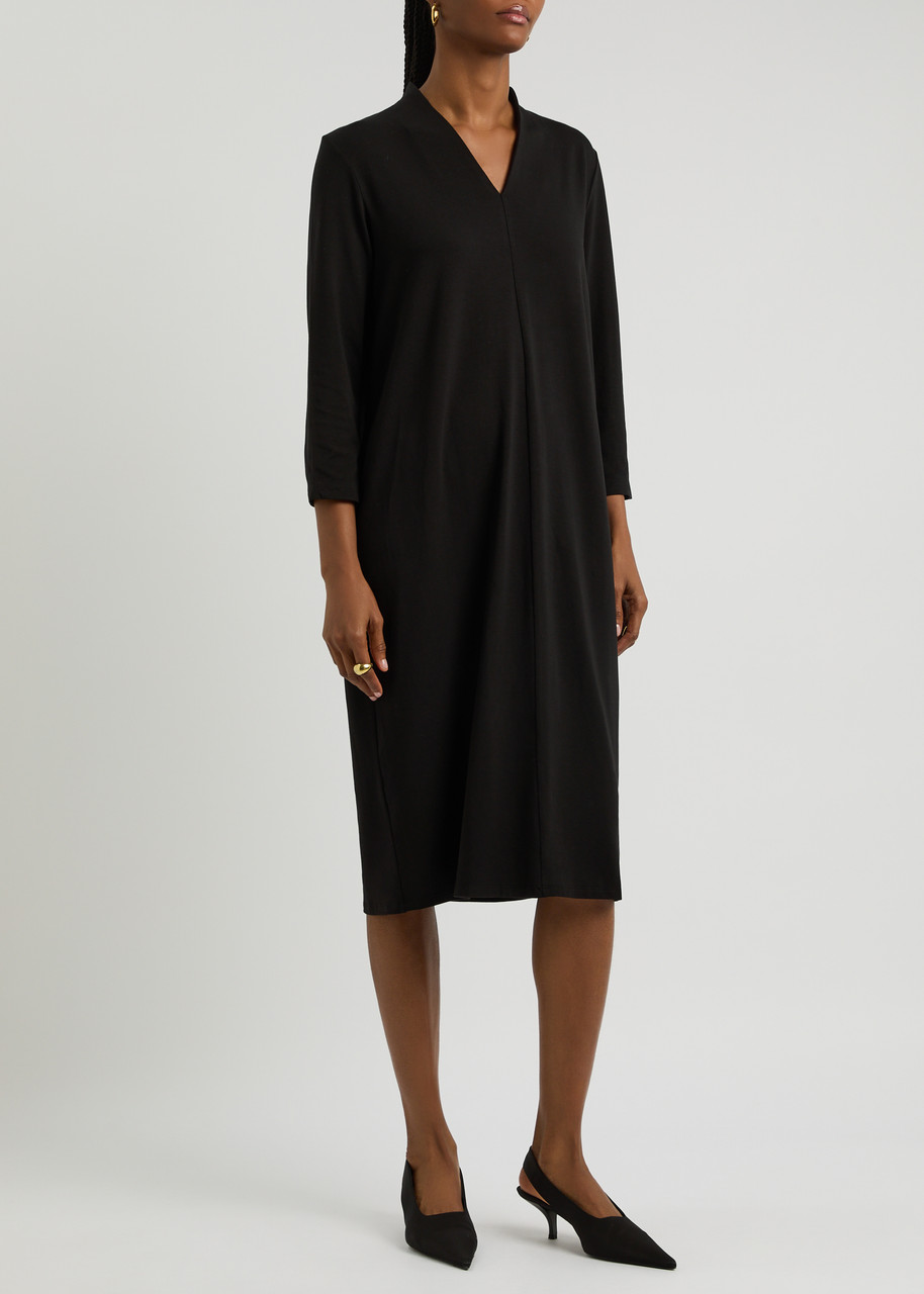 Eileen Fisher Stretch-jersey Midi Dress In Black
