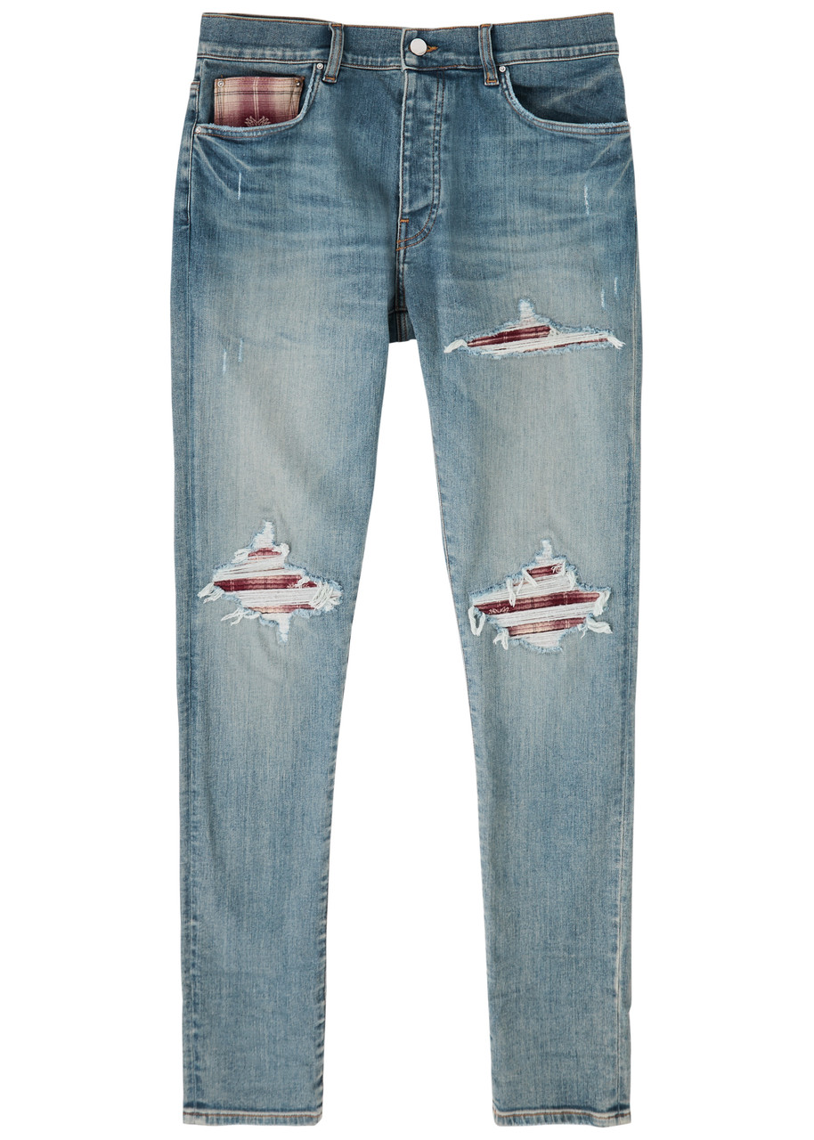 Amiri MX1 Quad Distressed Skinny Jeans - Indigo - 32 (W32 / M)