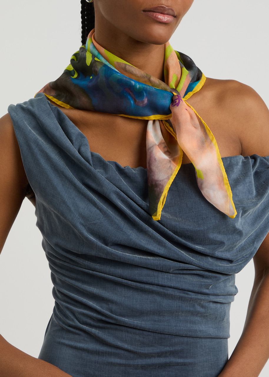 Vivienne Westwood Cherubs Printed Chiffon Scarf In Yellow