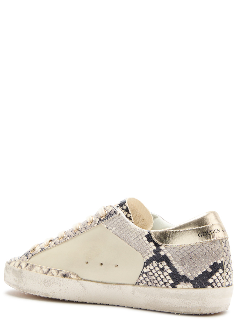 Golden Goose Super-star Python-effect Panelled Leather Sneakers In Beige