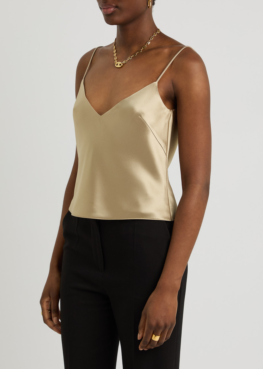 Galvan Ischia Satin Camisole Top In Sand