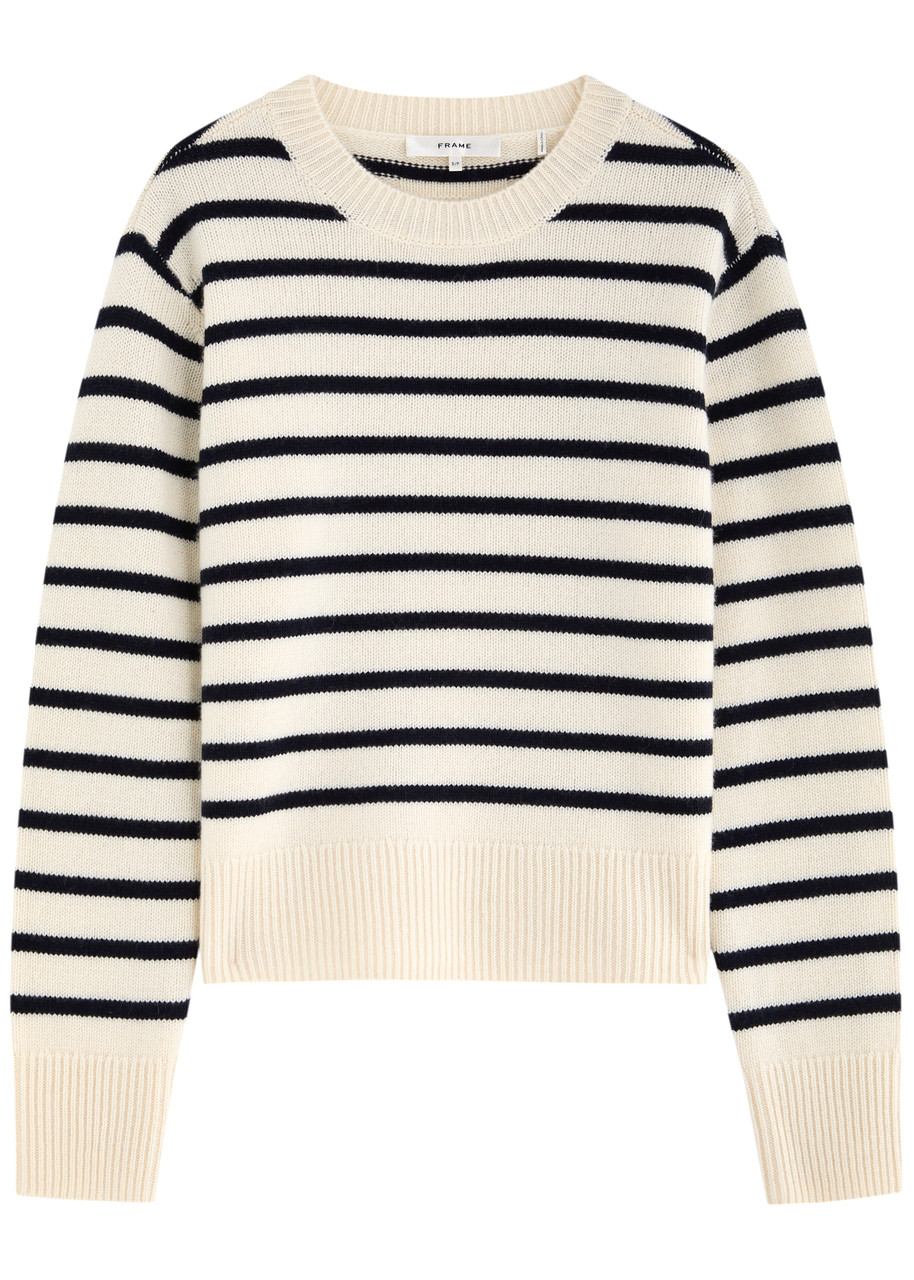 Frame Striped-intarsia Cashmere Jumper In Stripe