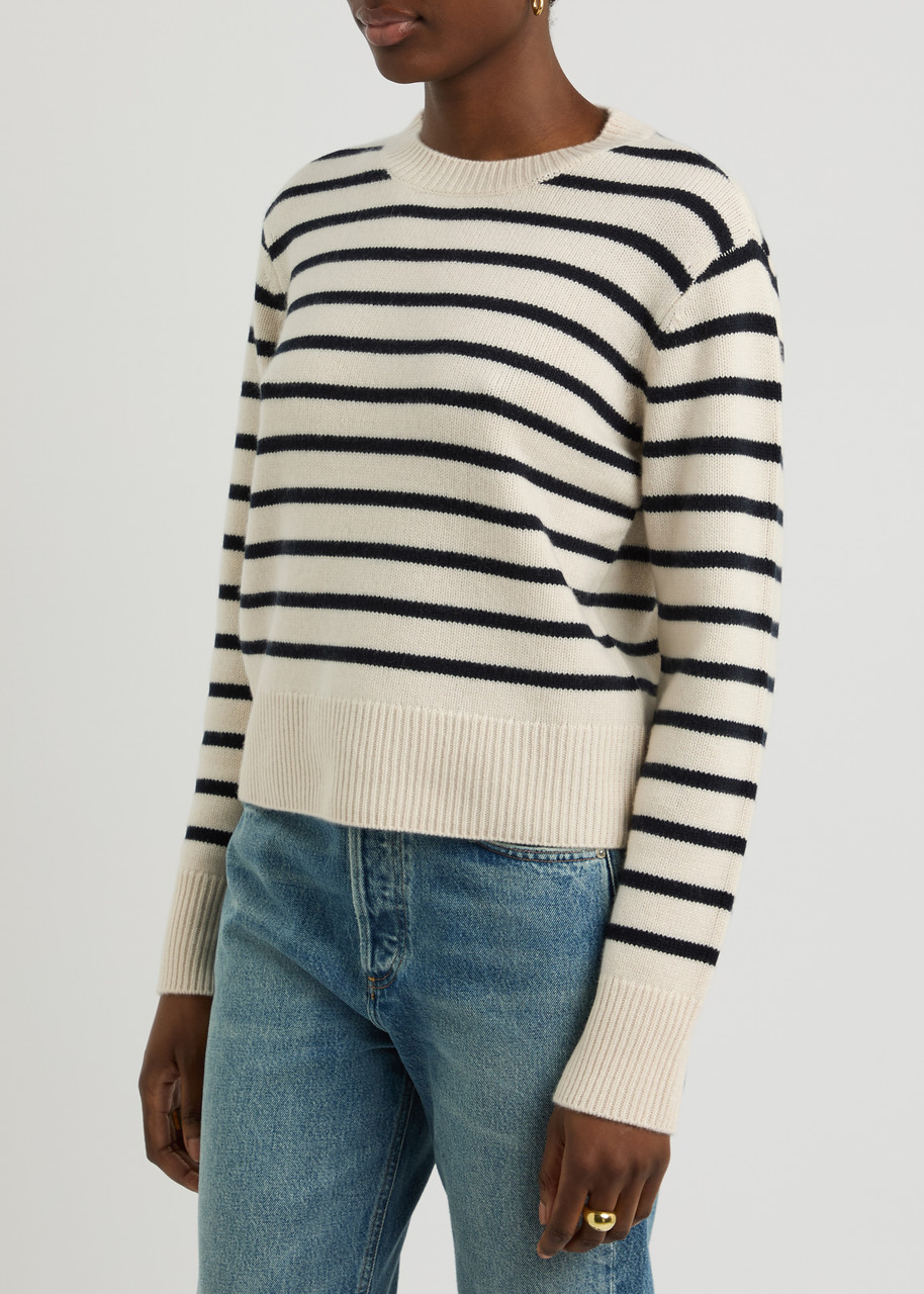 Frame Striped-intarsia Cashmere Jumper In Stripe