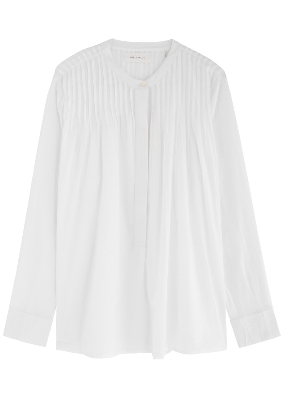 Skall Studio Dot Pintuck Cotton Blouse In White