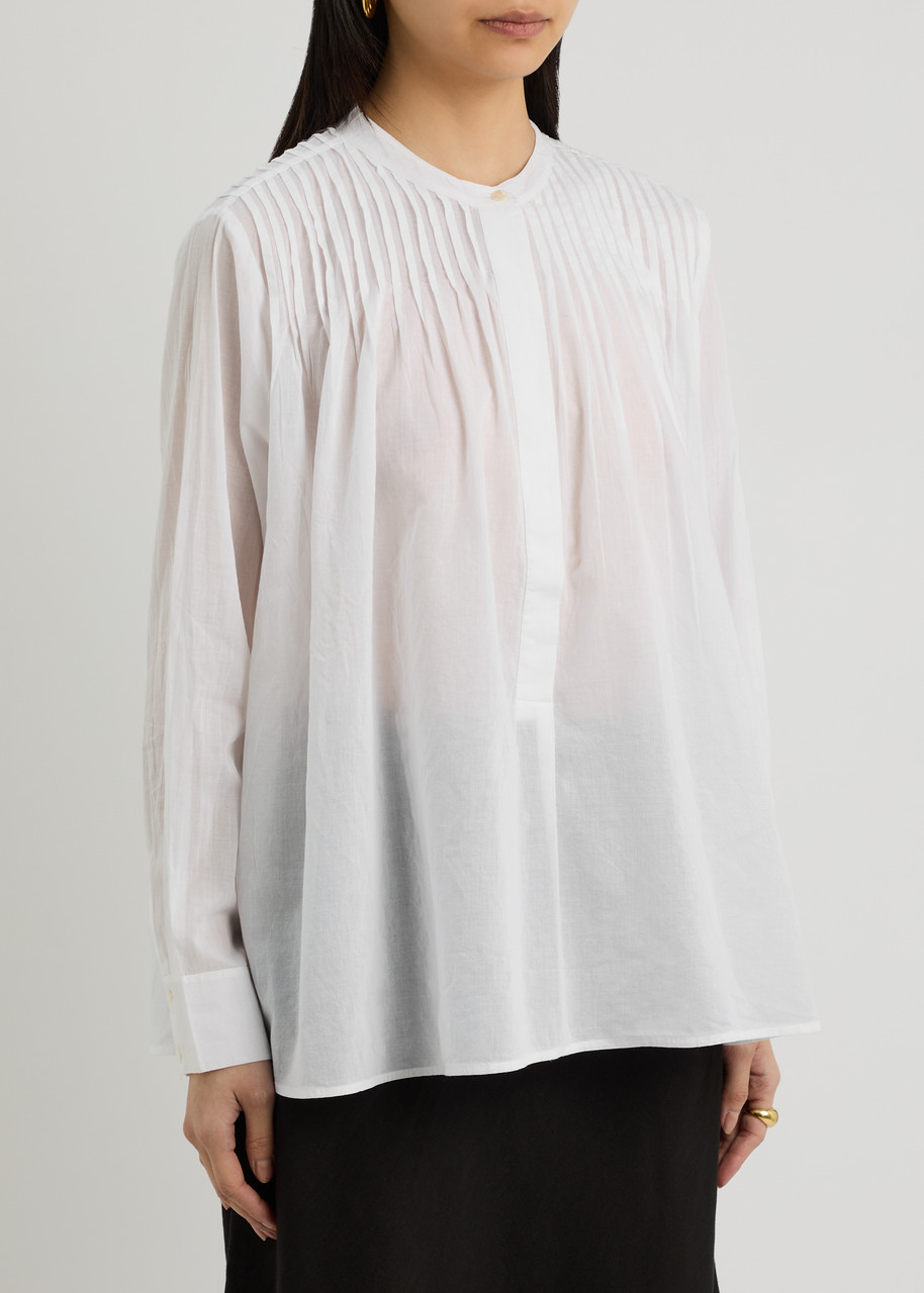 Skall Studio Dot Pintuck Cotton Blouse In White