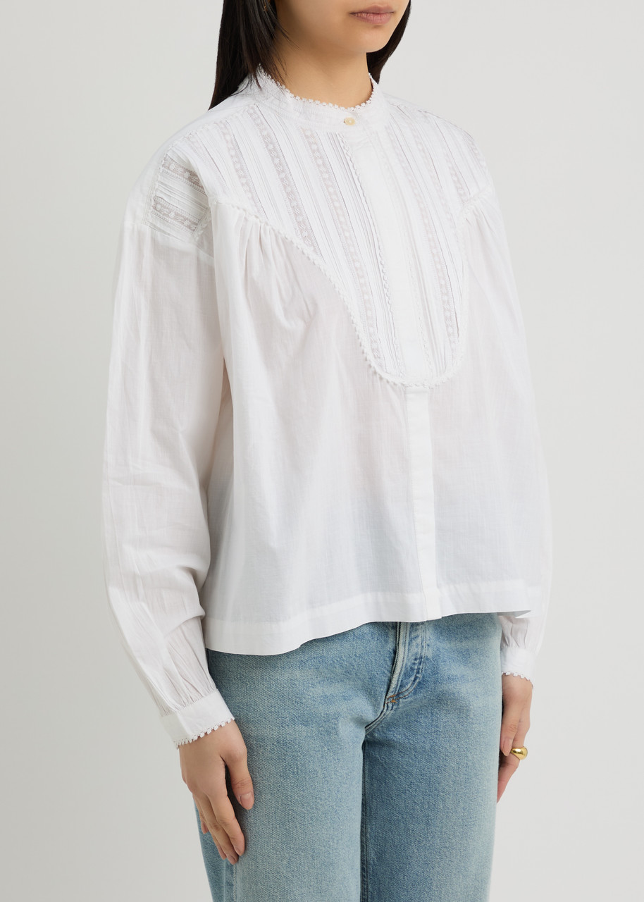 Skall Studio Aurora Embroidered Cotton Blouse In White